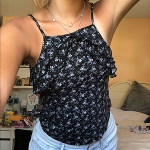American Eagle “crepe” ruffled crop top
